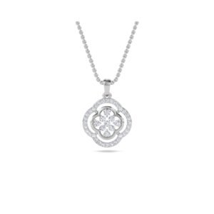 Graceful Autumn Round Diamond Office Wear Pendant (Silver)