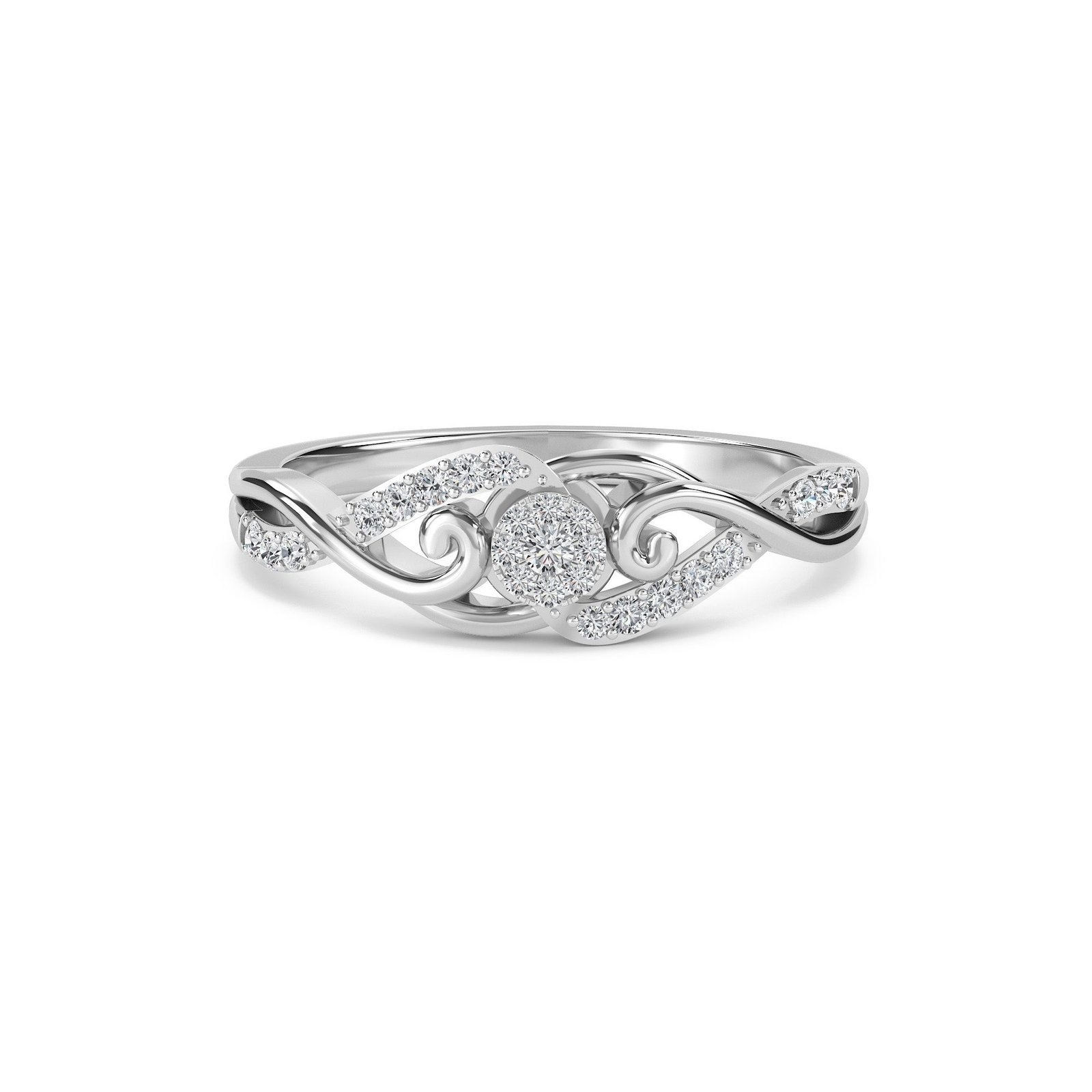 Luxurious Lab Grown Diamond Twisted Ring (Silver)