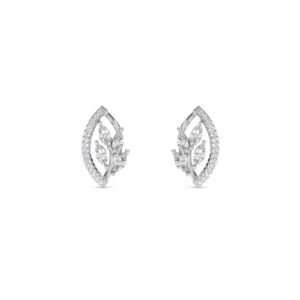 Classic Marquise Shaped Diamond Leaf Studs (Silver)