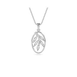 Twig Style Diamond Oval Pendant (Silver)