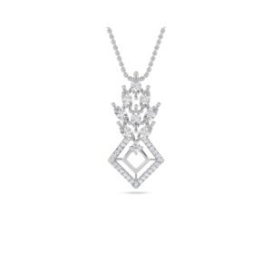 Glamorous Diamond Cluster Two Tone Women Pendant (Silver)
