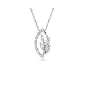 Modern Leaf Style Diamond Pendant (Silver)
