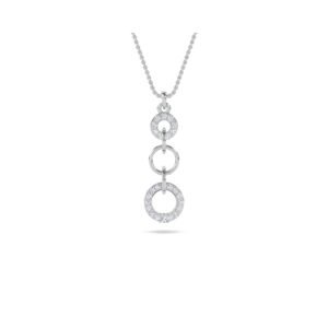 Three Open Circle Diamond Channel Pendant (Silver)