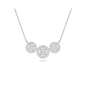 Past Present & Future Triple Circle Diamond Halo Pendant (Silver)