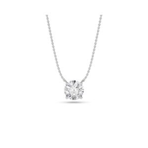 Elegant Four Prong Round Solitaire Pendant (Silver)