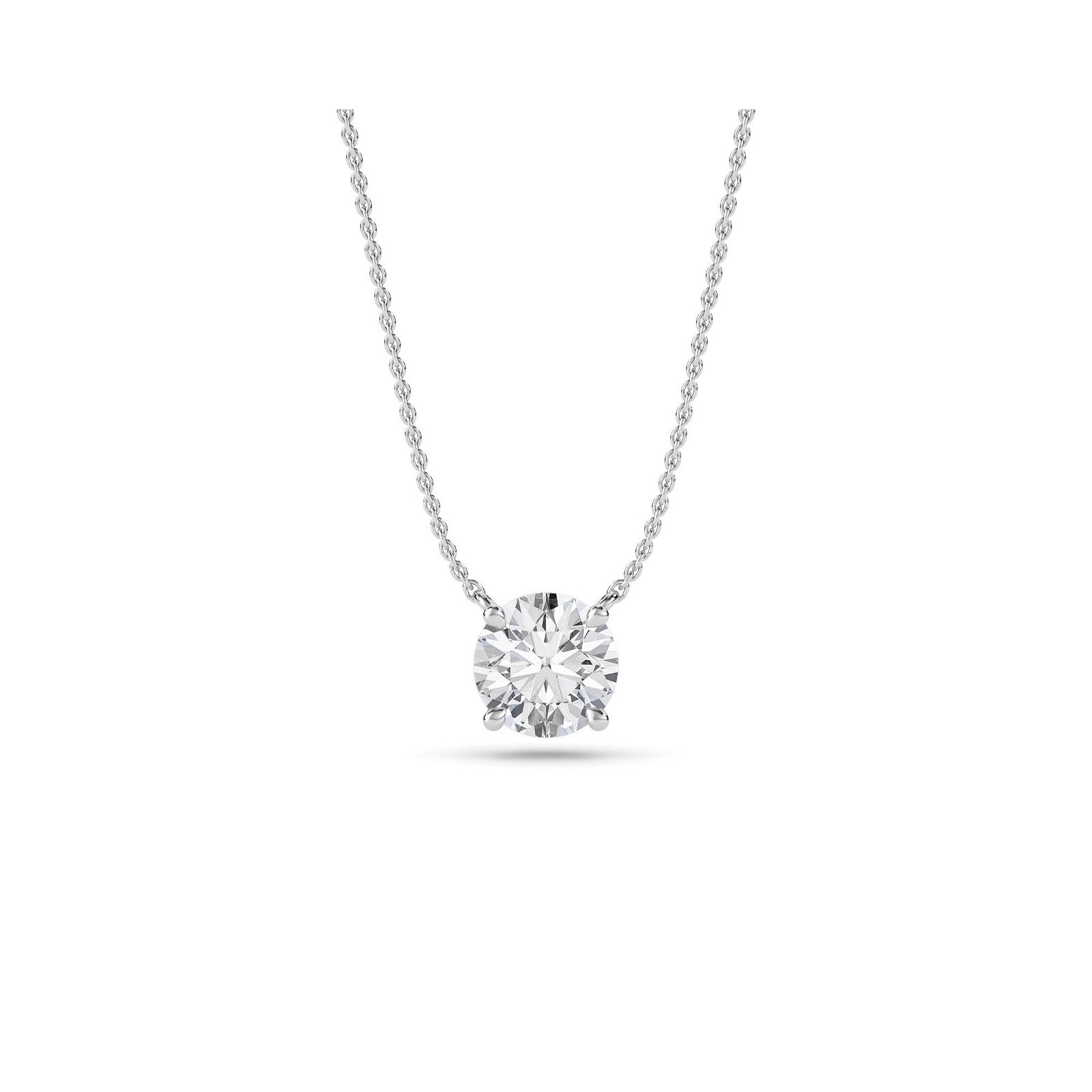 Elegant Four Prong Round Solitaire Pendant (Silver)