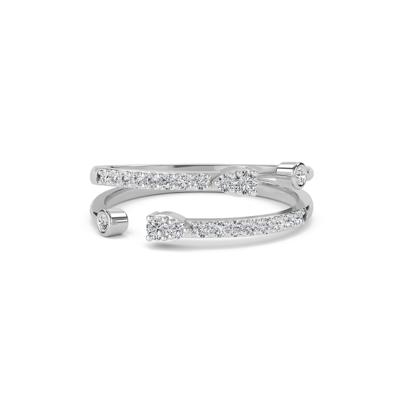 Delicate Double Diamond Open Band (Silver)