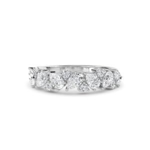 Dazzle Round & Pear Diamond Wedding Band (Silver)