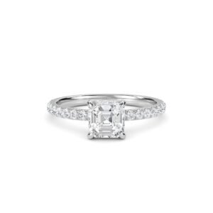 Sparkle Asscher Cut Hidden Halo Bridal Ring (Silver)