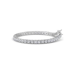 Round Lab Grown Diamond Glamorous Tennis Bracelet (Silver)