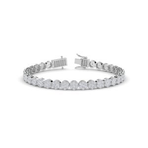 Floral Round Diamond Tennis Bracelet (Silver)