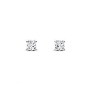 Dainty Round Diamond Solitaire Stud Earrings (Silver)