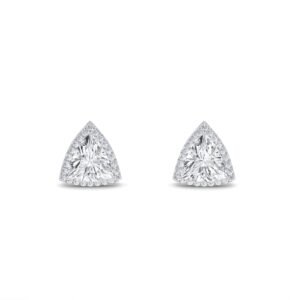 Tiny Trillion Diamond Halo Studs For Girls (Silver)