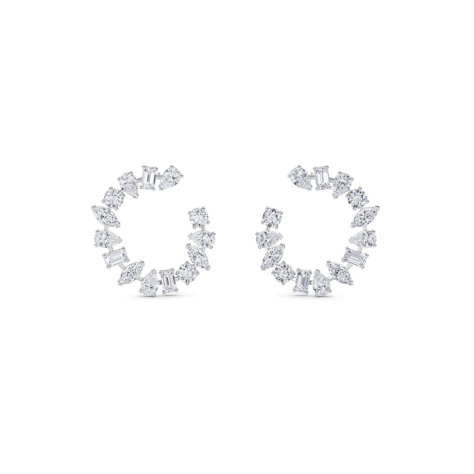 Mini Multi Shape Open Hoop Earrings (Silver)