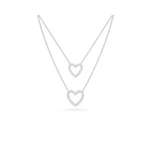 Trendy Two Layer Heart Shape Charm Pendant (Silver)