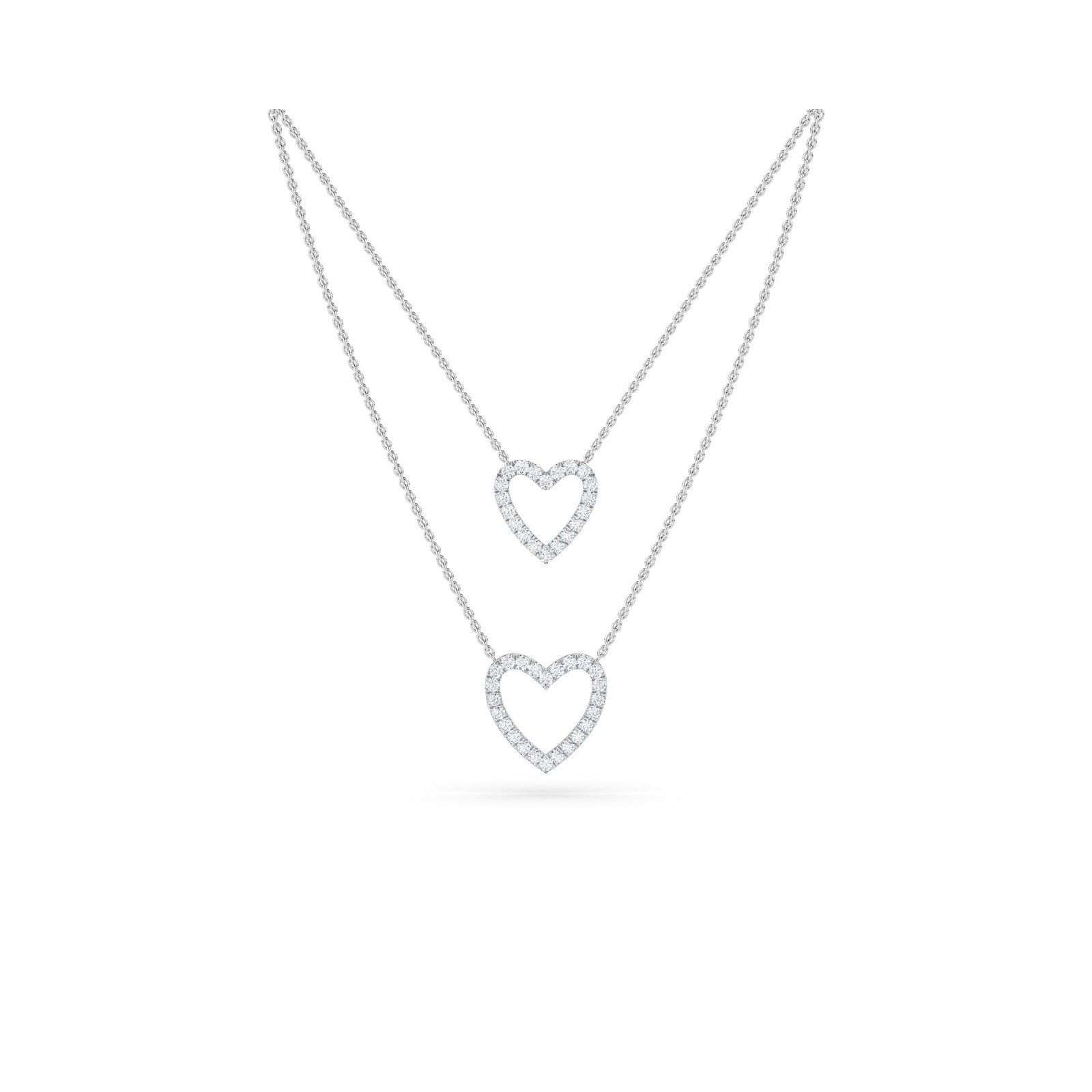 Trendy Two Layer Heart Shape Charm Pendant (Silver)