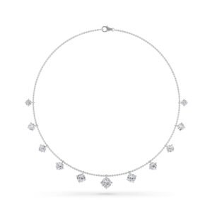 Quad Fine Line Lab Grown Diamond Necklace (Silver)