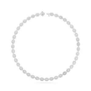 Latest Oval Diamond Halo Choker Necklace (Silver)