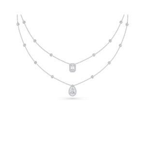Twin Silver Diamond Two Row Necklace (Silver)