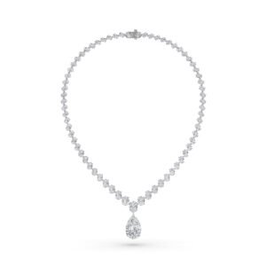 Sparkle Oval & Pear Diamond Necklaces (Silver)