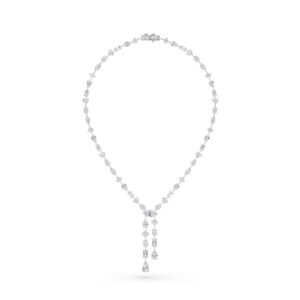 Mixed Lab Grown Diamond Two Layer Pendant Necklace (Silver)
