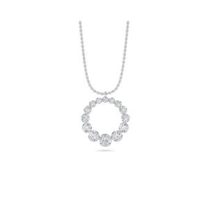 Fancy Open Cricle Bezel Set Unique Diamond Pendant (Silver)