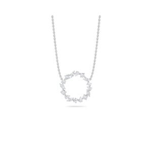Mixed Diamond Circle Pendant (Silver)