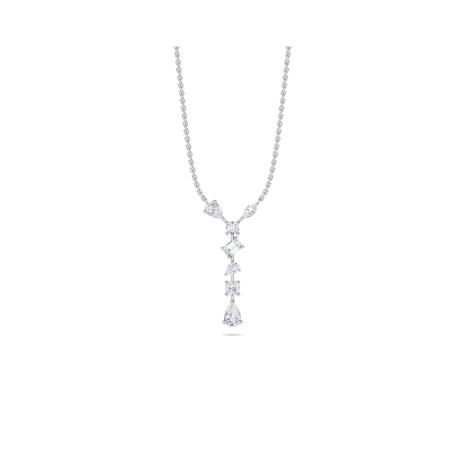 Mixed Lab Grown Diamond Bar Pendant (Silver)