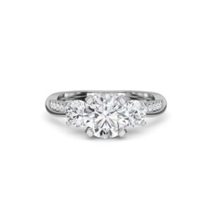 Genuine Three Stone Twisted Band Diamond Ring (Silver)
