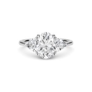 Elegant Three Stone Daily Wear Lab Grown Diamond Ring (Silver)