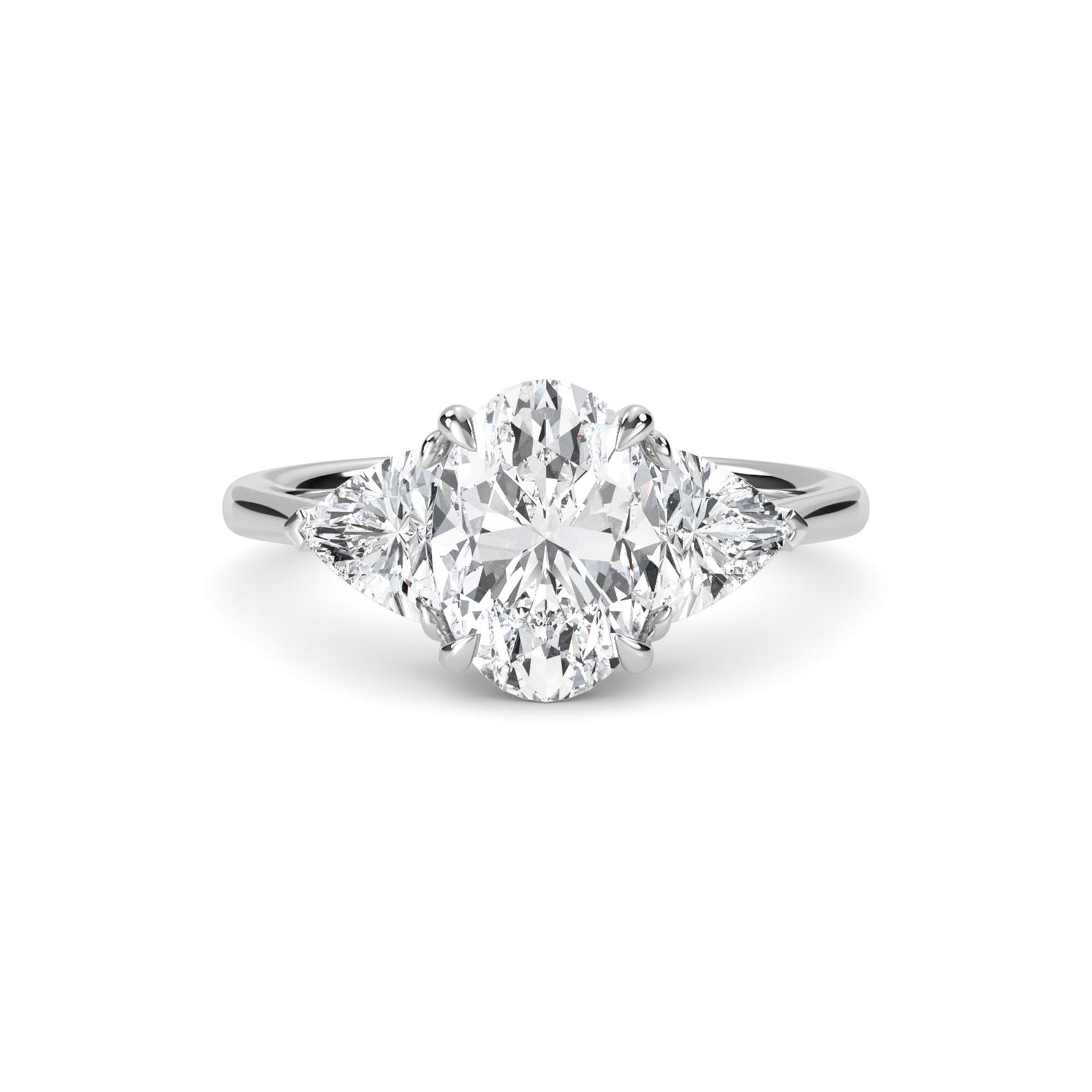Elegant Three Stone Daily Wear Lab Grown Diamond Ring (Silver)