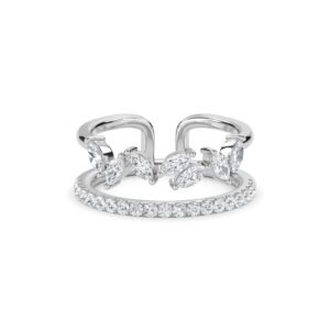 Crown Shape Round & Marquise Lab Grown Diamond Band (Silver)