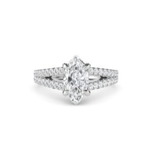 Regal Pave Split Shank Marquise Diamond Ring (Silver)