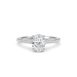 Oval Cut Pave Lab Grown Diamond Wedding Ring (Silver)