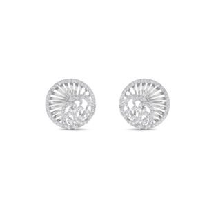 Charming Diamond Cluster Swirl Studs Earrings (Silver)