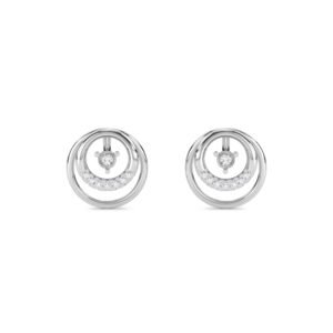 Concentric Circles Diamond Studs For Her (Silver)