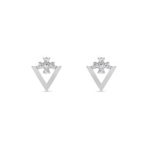 Classy Triangles Diamond Stud Earrings (Silver)