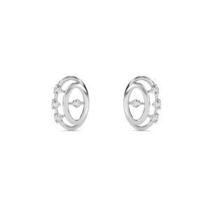 Oval Shaped Diamond Studs Earrings (Silver)