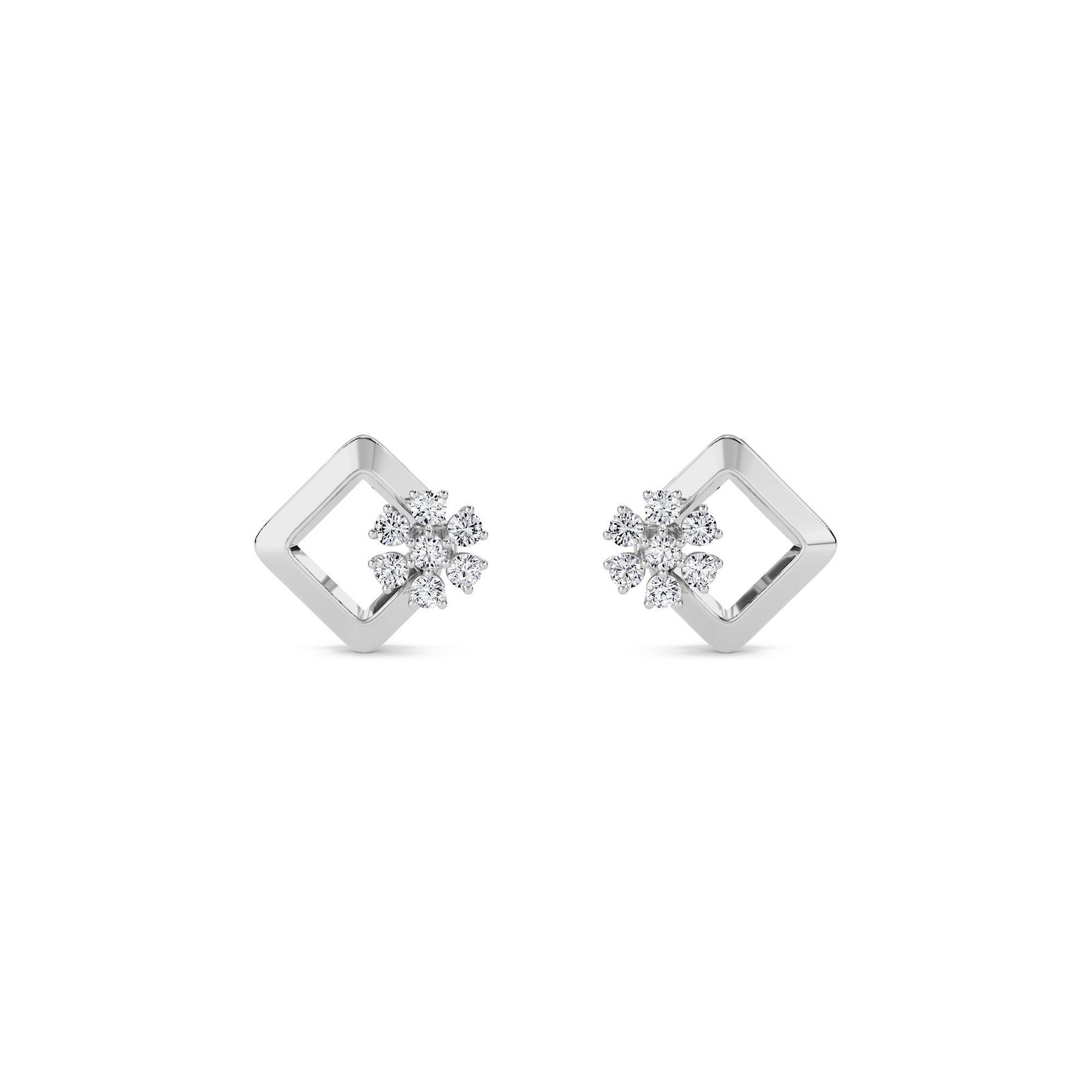 Regal Clasp Lab Grown Diamond Stud Earrings (Silver)