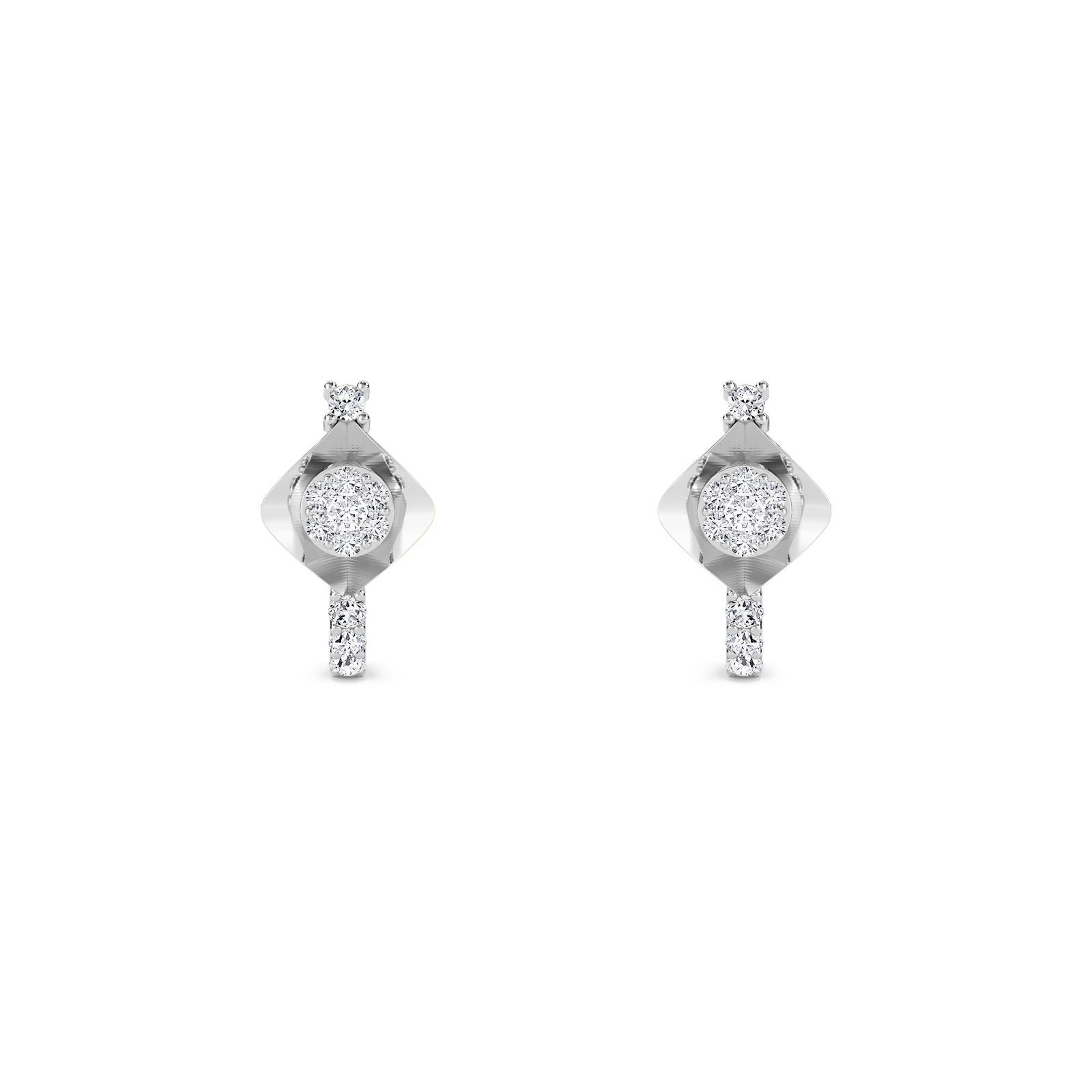 Tiny Lab Grown Diamond Hoop Earrings (Silver)