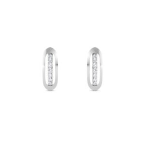 Stackable Diamond Bar Studs Earrings (Silver)