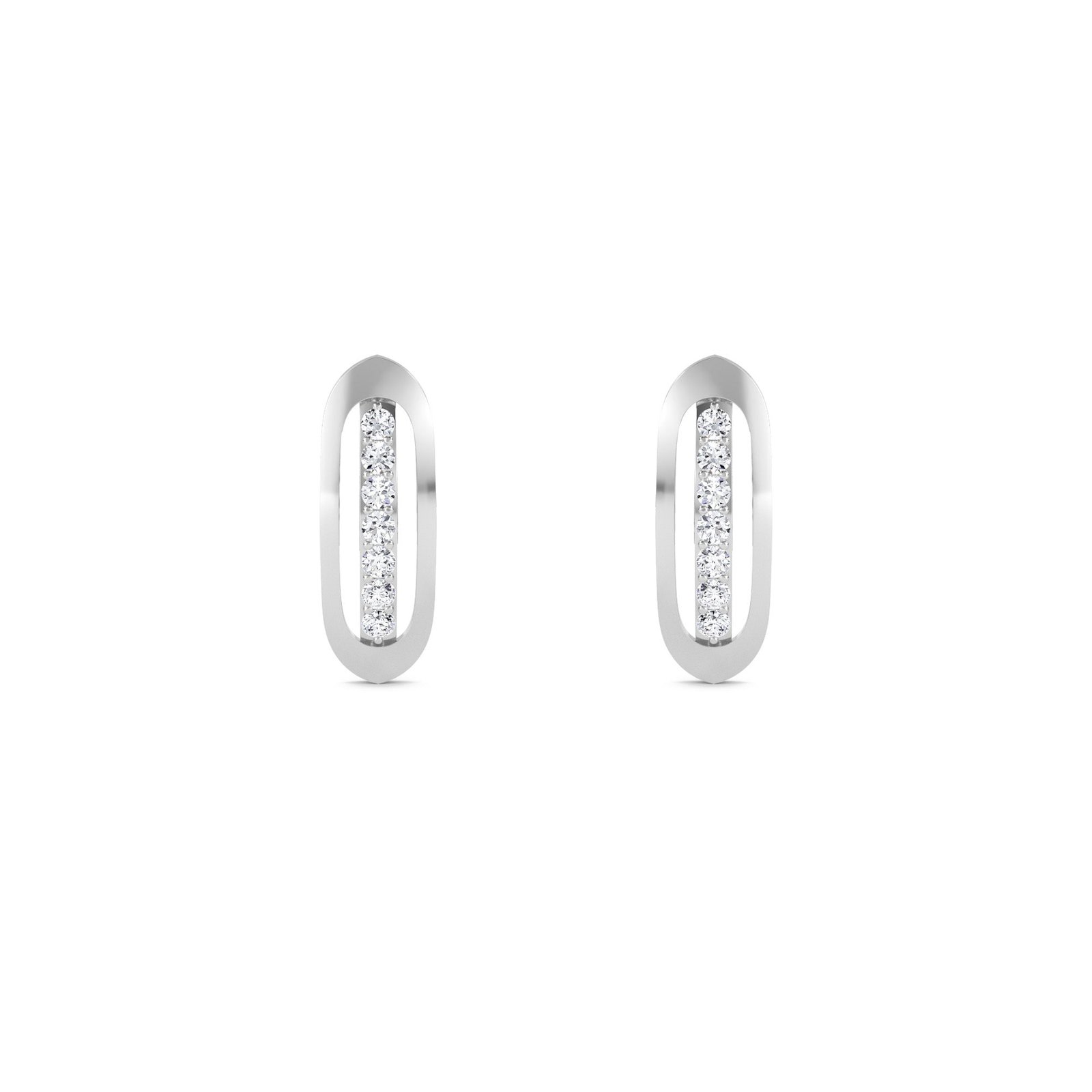 Stackable Diamond Bar Studs Earrings (Silver)
