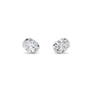Designer Round Diamond Tiny Stud Earrings (Silver)
