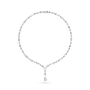 Mix Lab Grown Diamond Lariat Tennis Necklace (Silver)