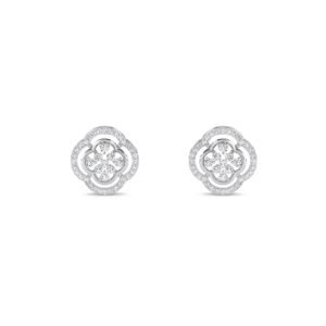Floral Swag Diamond Studs Earrings (Silver)