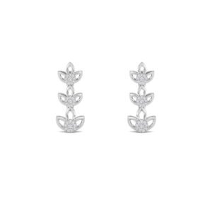 Designer Trio Step Leaf Style Bar Earrings (Silver)