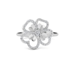 Designer Silver Diamond Floret Ring (Silver)