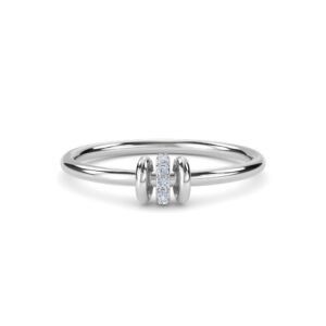 Carnival Round Lab-Grown Diamond Pave Charm Ring (Silver)