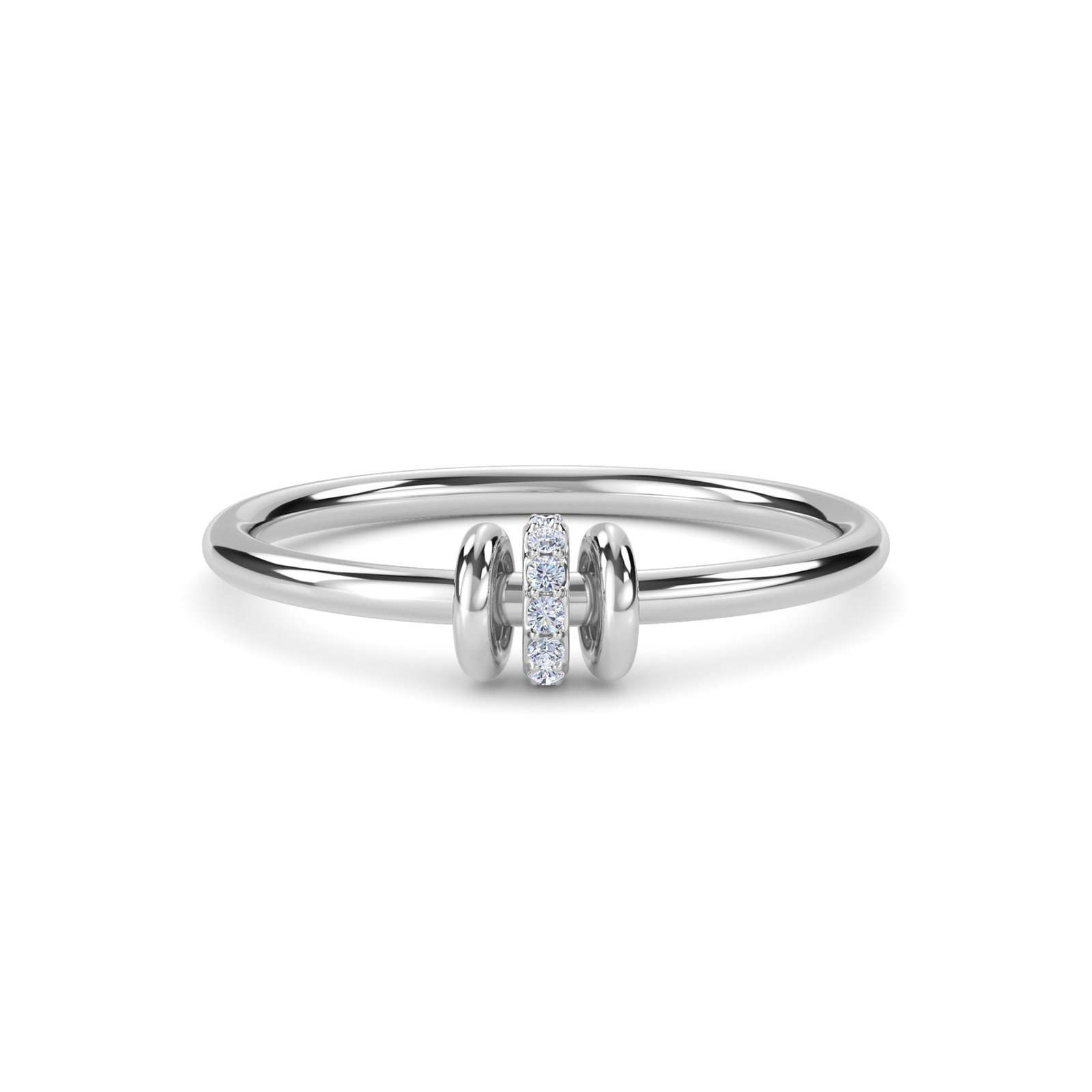 Carnival Round Lab-Grown Diamond Pave Charm Ring (Silver)