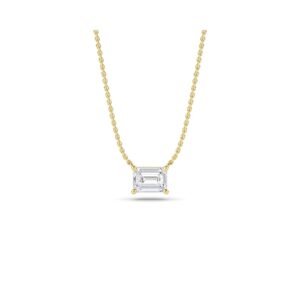East West Solitaire Emerald Diamond Pendant